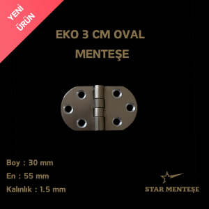 3 cm Alüminyum Eko Oval Menteşe 30x55 mm – Dolap Kapak Mobilya Ekonomik Oval Menteşe