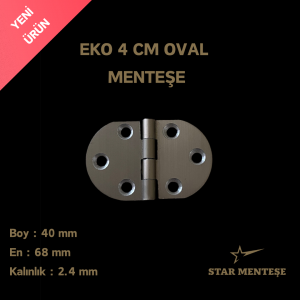 40x68 mm Alüminyum Oval Menteşe – Güçlü ve Dayanıklı Dolap Kapak Menteşesi | Eko Seri