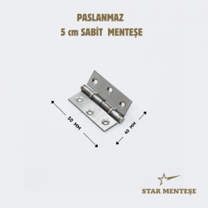 5 cm Paslanmaz Çelik Sabit Menteşe 50x40 mm – Dayanıklı Kapı, Dolap ve Mobilya Menteşesi